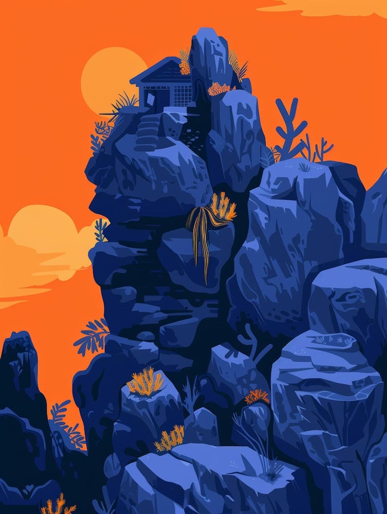 Rock Cliffs At Sunset