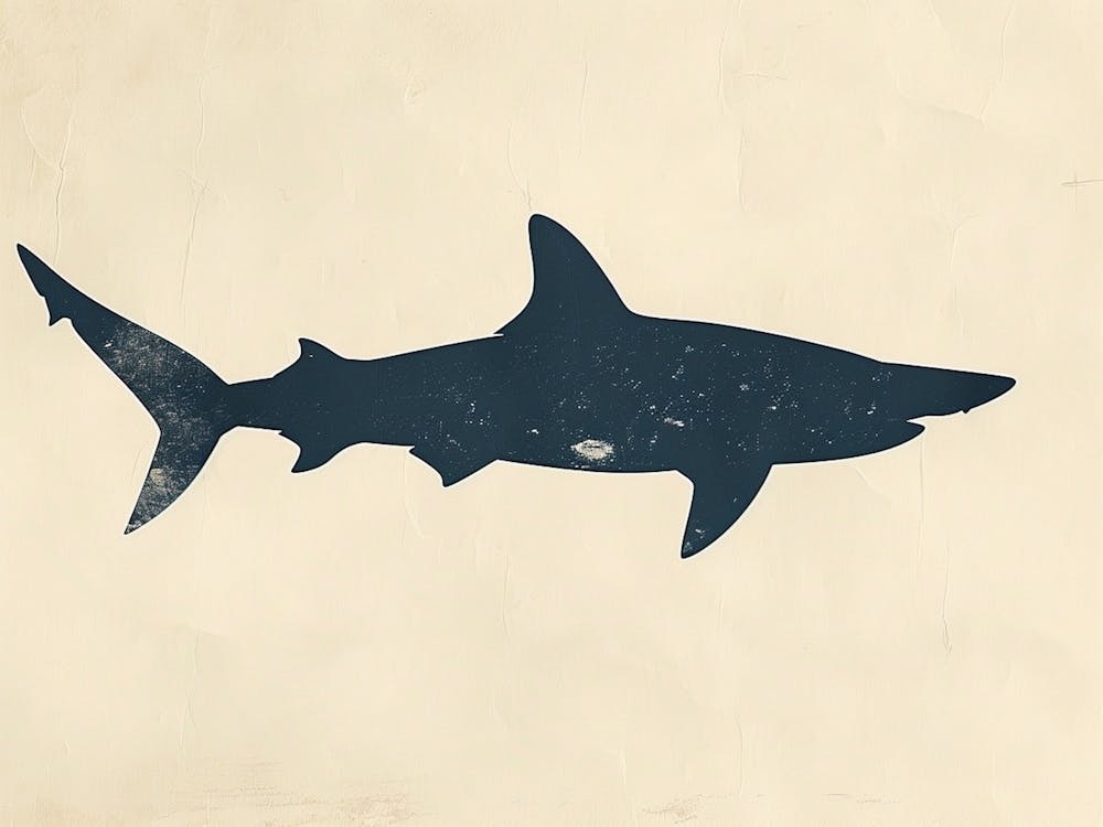 Scalloped Hammerhead Shark Grey Silhouette 1