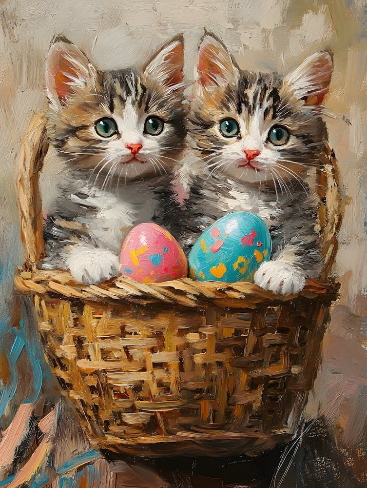 Katzen im Osterkorb