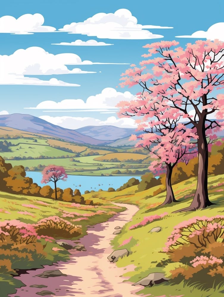 Lake District National Park England Hike Illustration