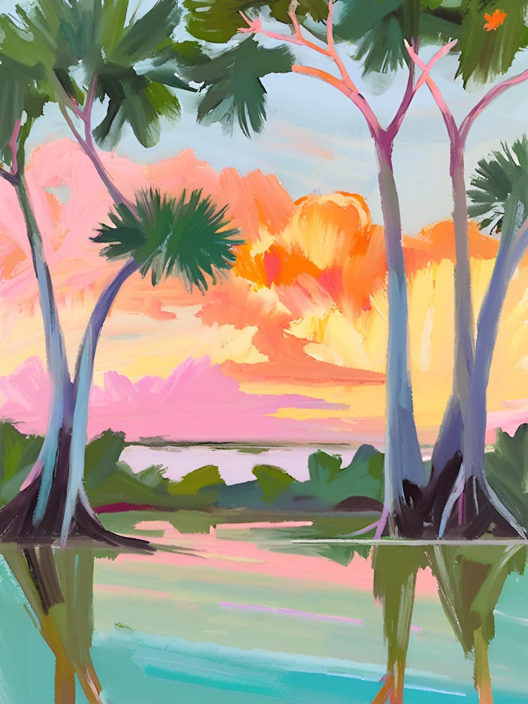 Sunset In The Palm Trees