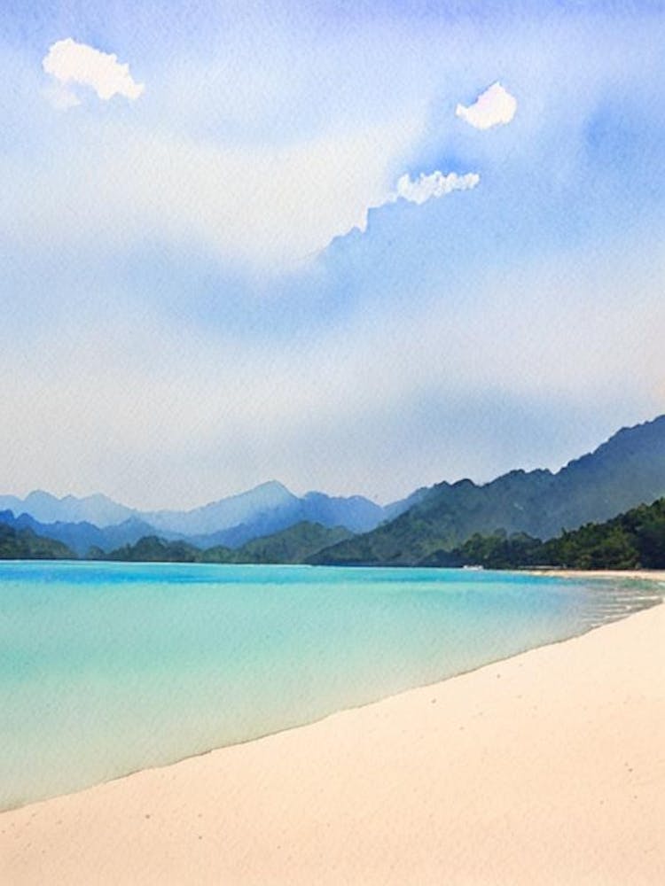 Cenang Beach, Langkawi Island, Malaysia Watercolour