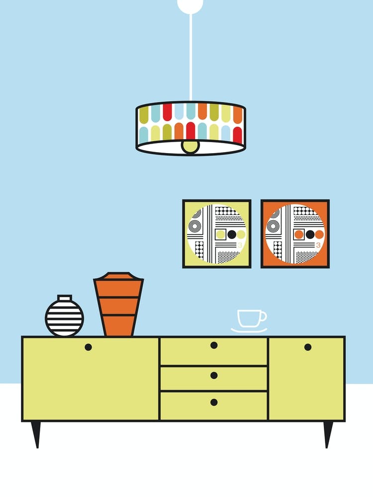 Pop Living Room Mid Century