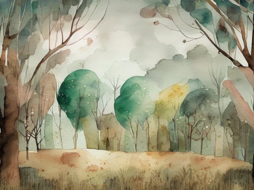 Watercolor Of Trees 4