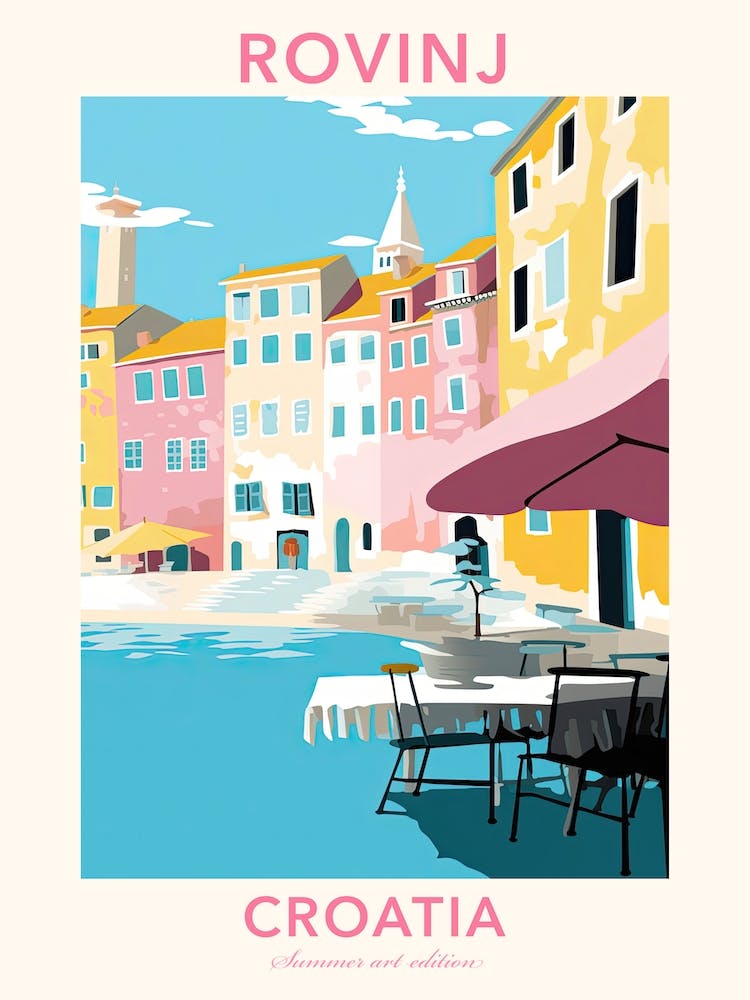 Rovinj, Croatia, Flat Pastels Tones Illustration 2 Poster
