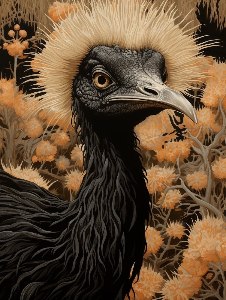 Dunkler und stimmungsvoller botanischer Emu 2