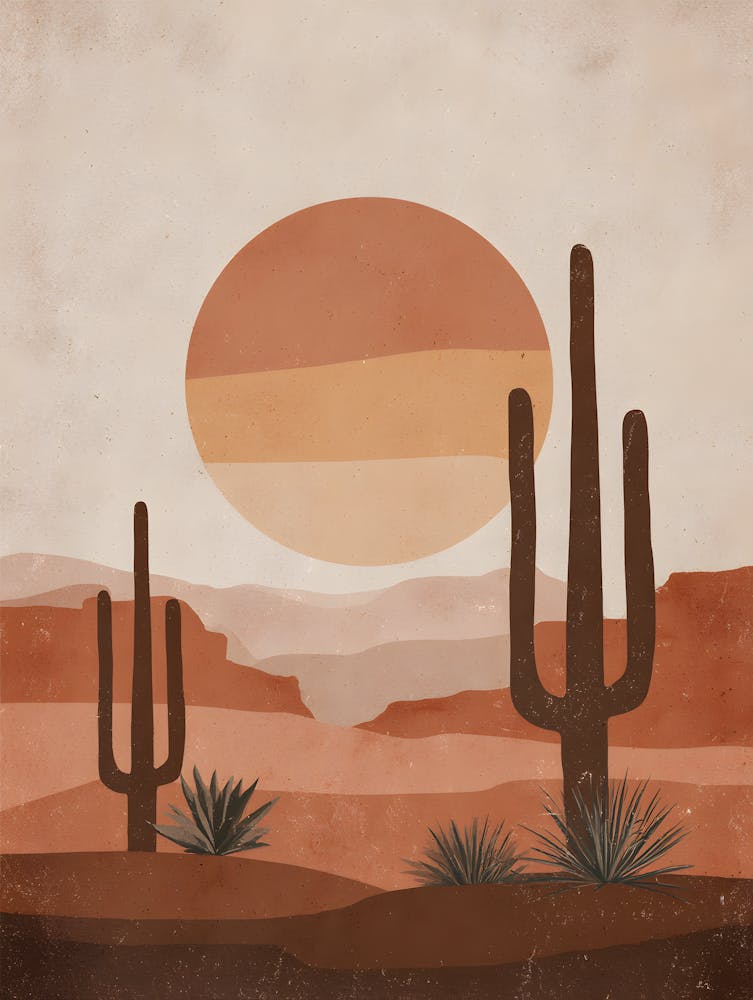 Desert Sunse Minimalist Desert Landscape