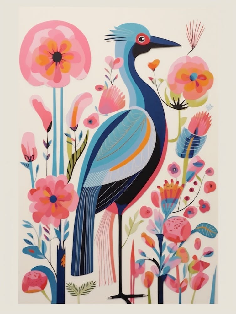 Colourful Scandi Bird Crane 1