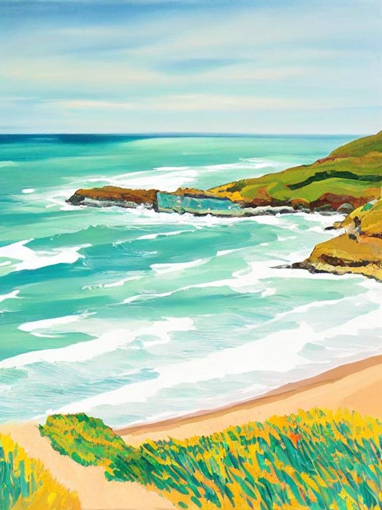 Newquay Beach, Cornwall Contemporary Illustration 2