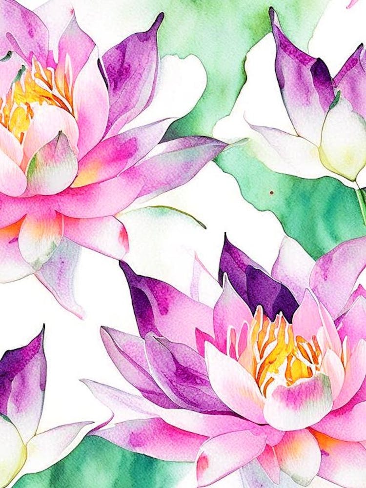 Lotus Flower Pattern Watercolour 7