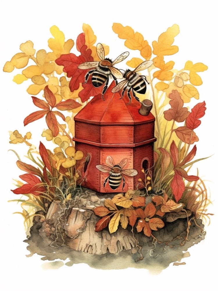 Blood Bee Bienenstock Aquarell-Illustration 2