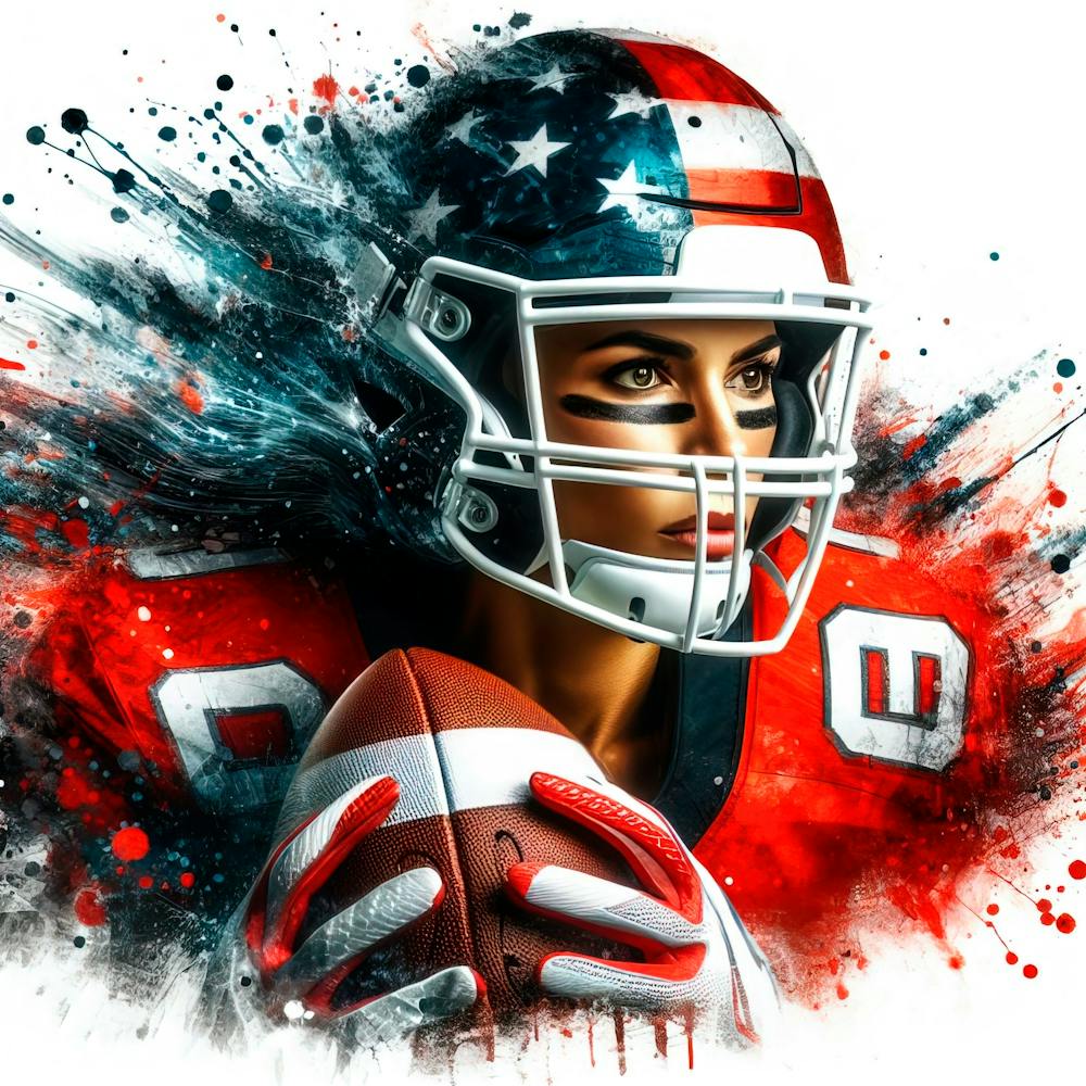 American Football Player In Watercolor 1