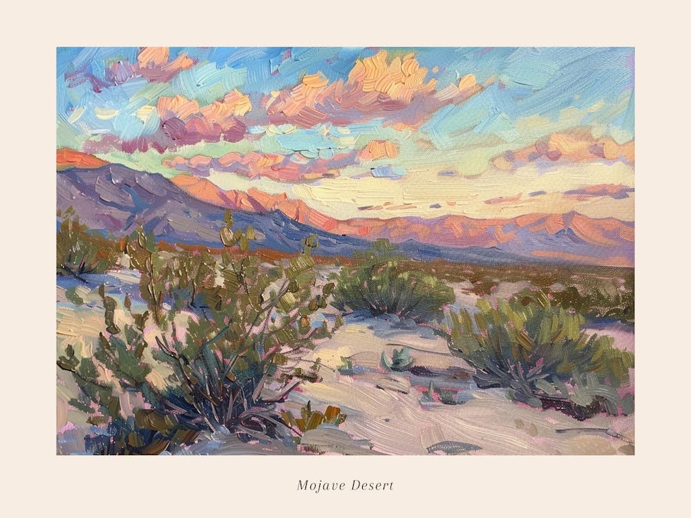 Western Sunset Landscapes Mojave Desert Nevada 2 Poster