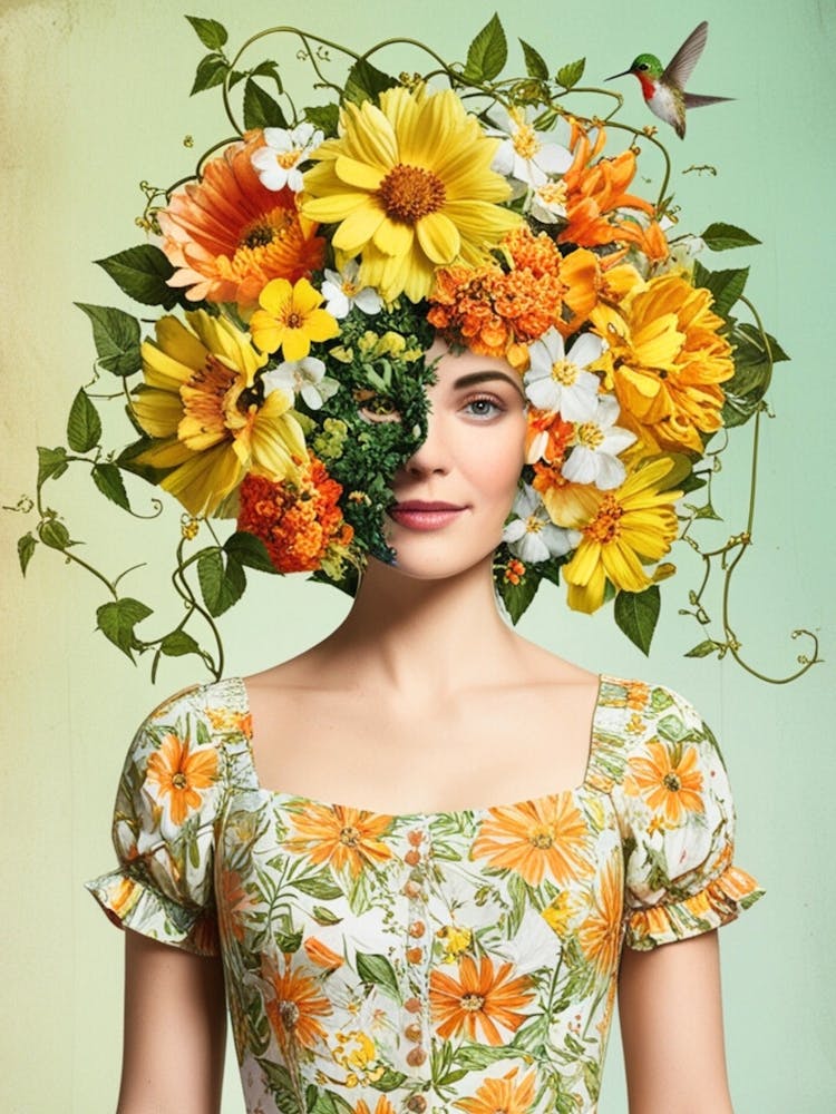 Flowers On A Woman'S Head 2