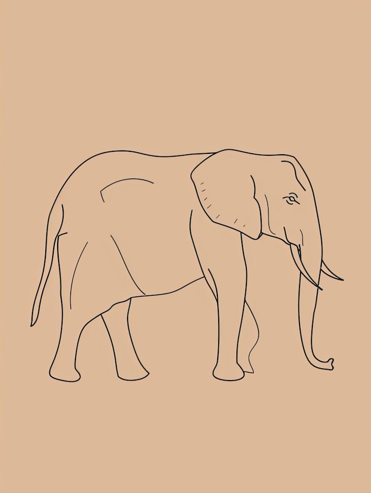 Elephant Drawing - Boho, Line Art 7