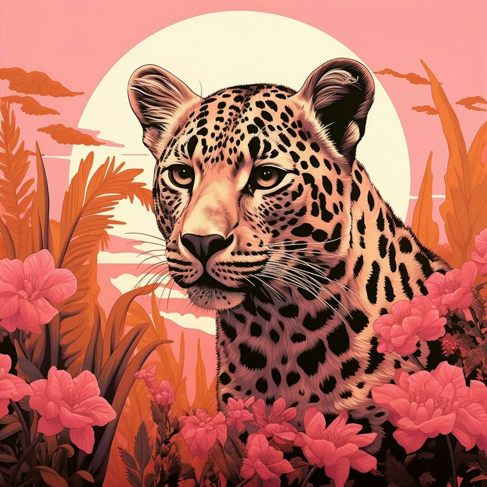 Leopard 3 Pink Jungle Animal Portrait