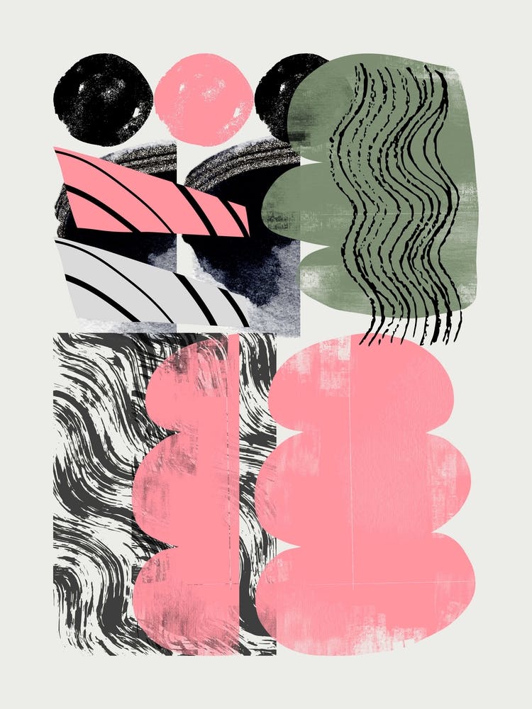 Abstract Shape Collage In Pink