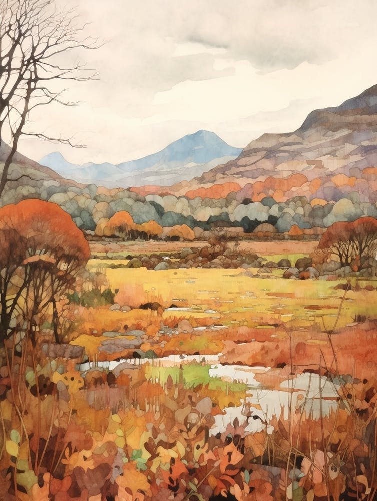 Autumn National Park Painting Killarney National Park Ireland 1