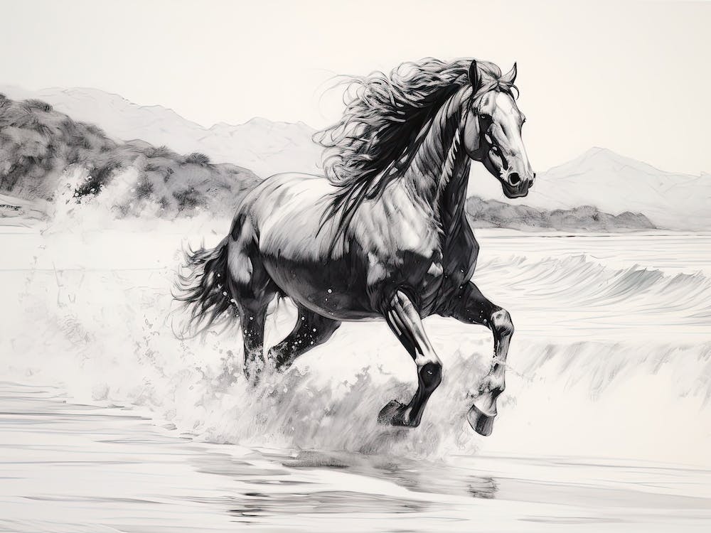 A Horse Oil Painting In Flamenco Beach, Puerto Rico, Landscape 4