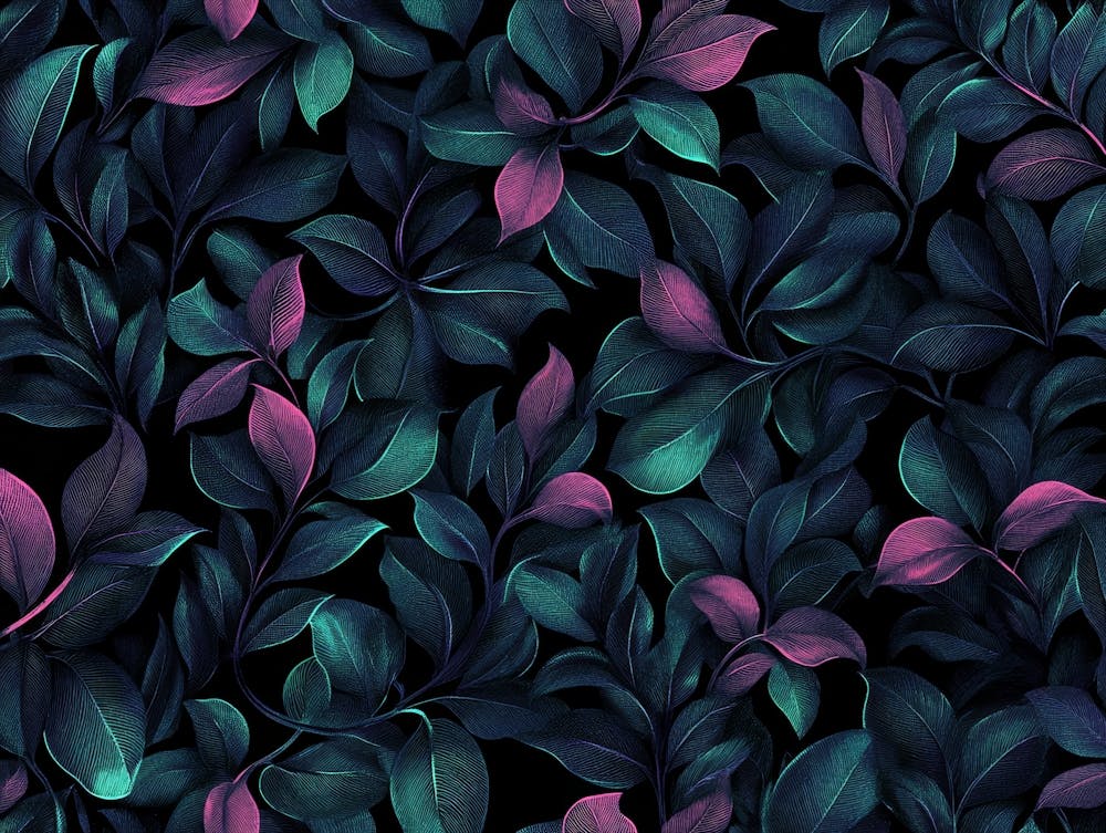 Neon Ivy Leaves, Dark Glamorous Foliage