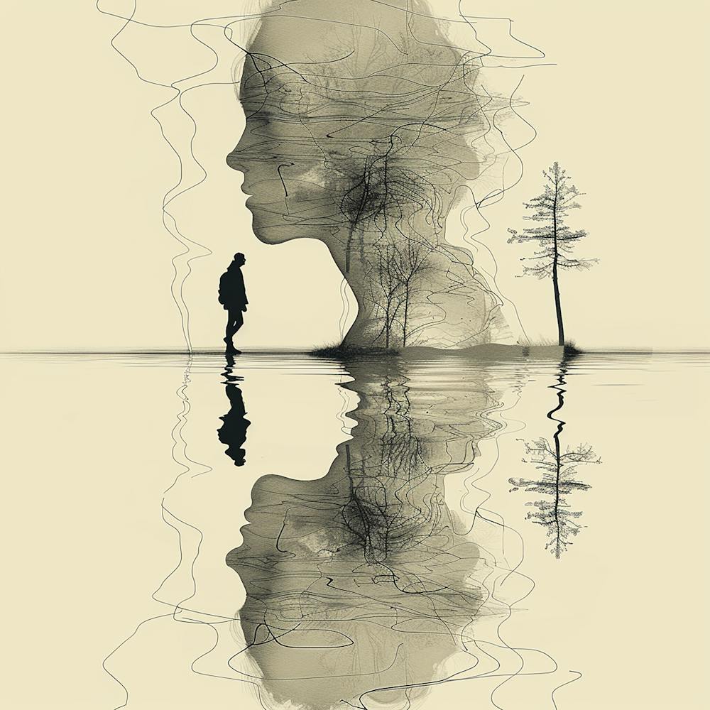 Portrait Of A Man 1 - Minimal Line art, reflection art, city wall art, colorful wall art, home decor, minimal art, modern wall art, wall art, wall decoration, wall print colourful wall art, decor wall art, digital art, digital art download, interior wall