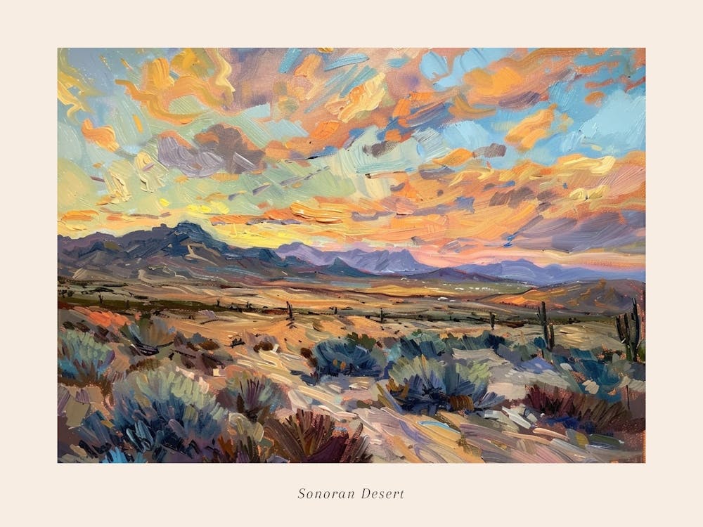 Western Sunset Landscapes Sonoran Desert 1 Poster