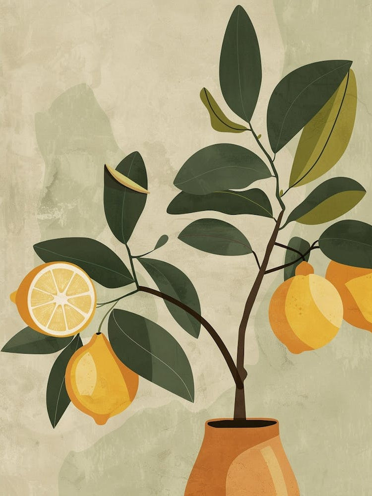 Lemon Tree Minimal Japandi Illustration 3