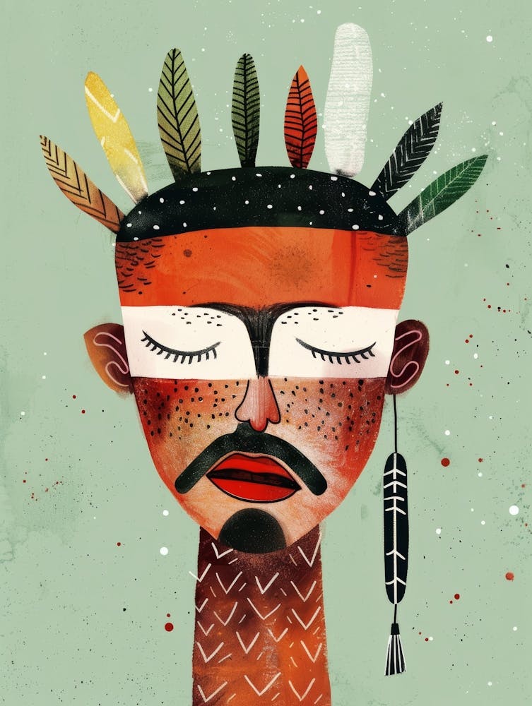 Indian Man With Feathers