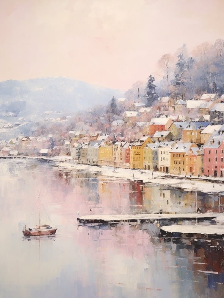 Peinture Hivernale Rêveuse Bergen Norvège 4