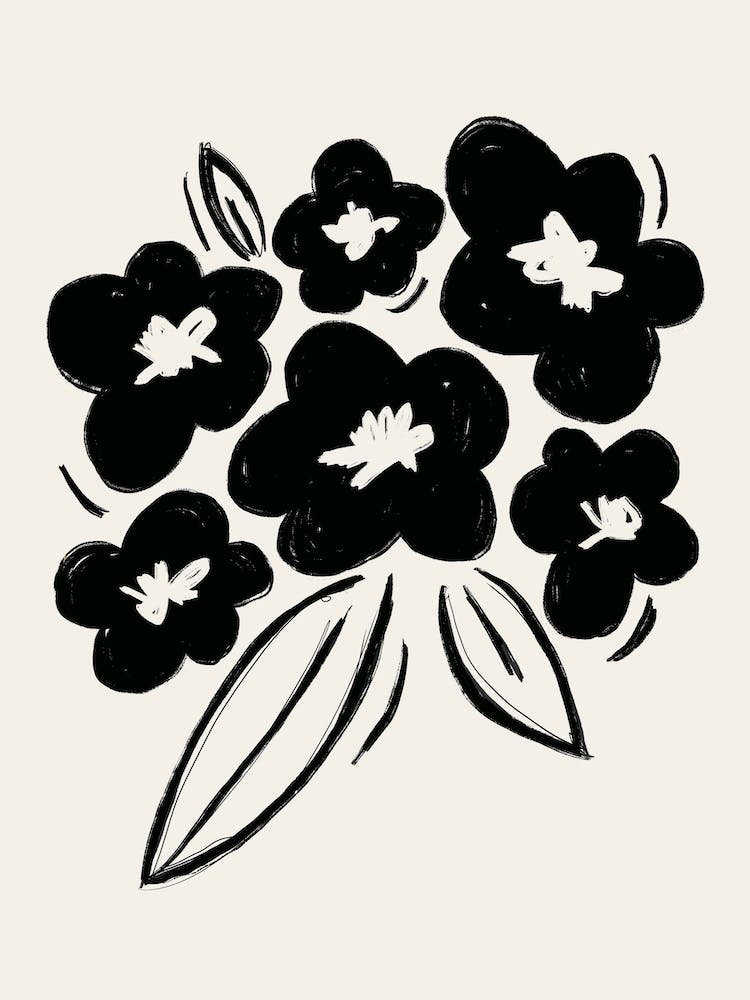 Flower Bouquet 1 Black White