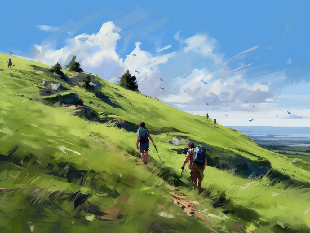 Hikers On A Hill