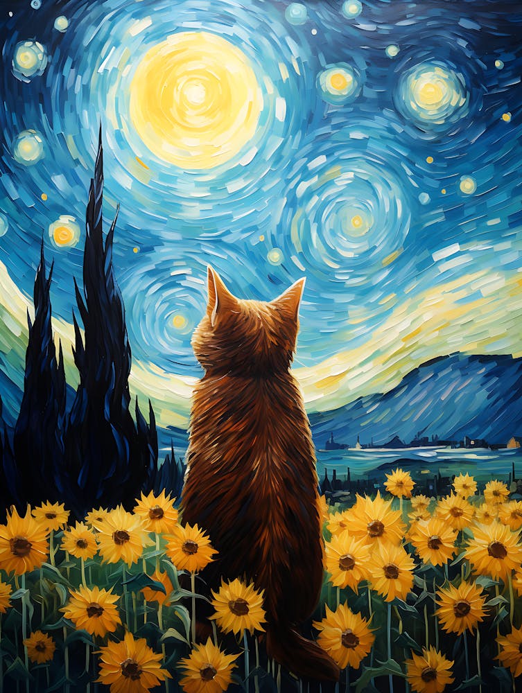 Cat Sunflowers 3