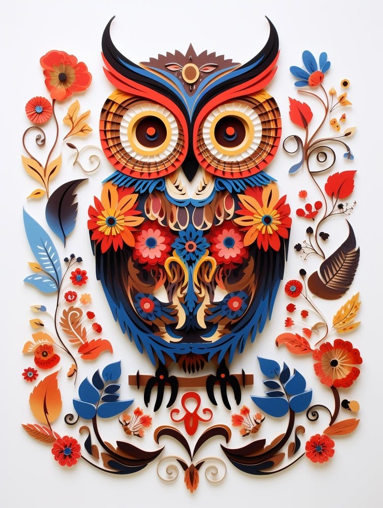 Illustration d'oiseau scandinave Petit-duc maculé 1