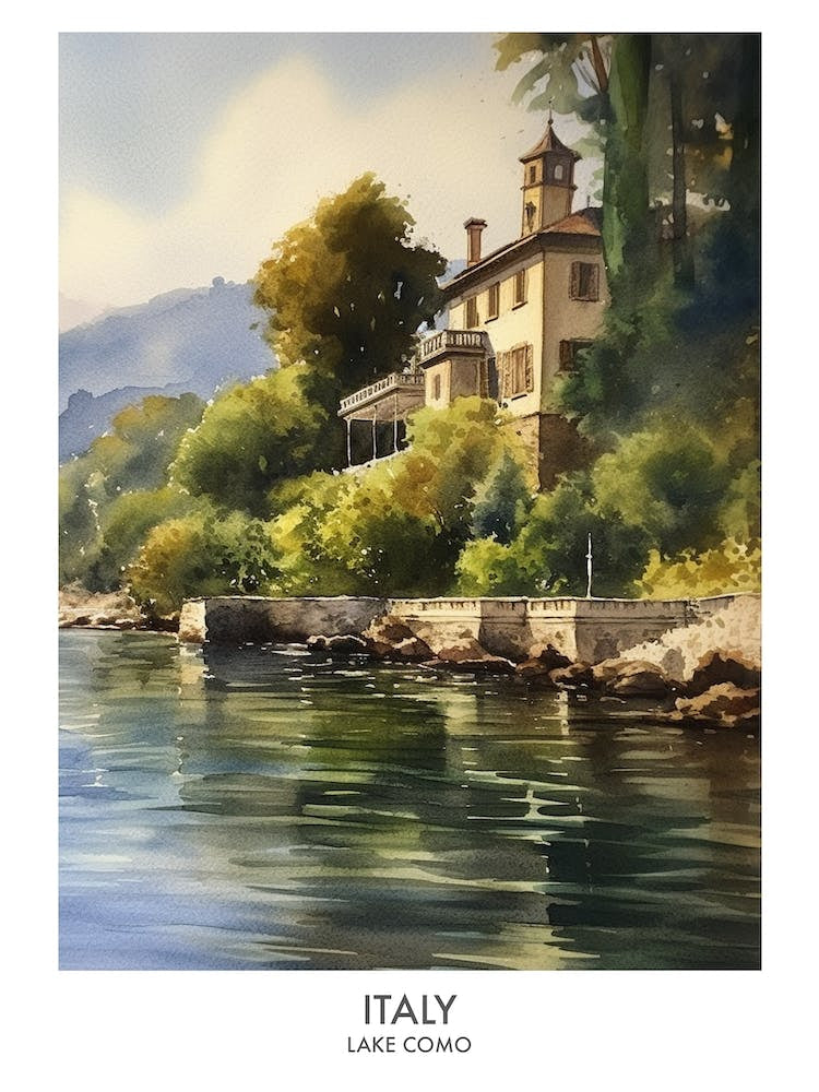 Lake Como, Italy 1 Watercolor Travel Poster