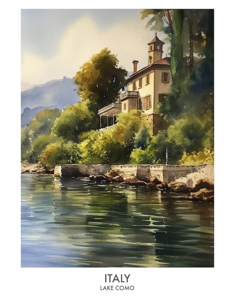 Lake Como, Italy 1 Watercolor Travel Poster