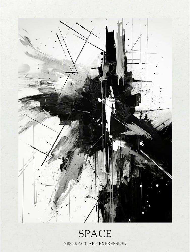Space Abstract Black And White 3 Poster