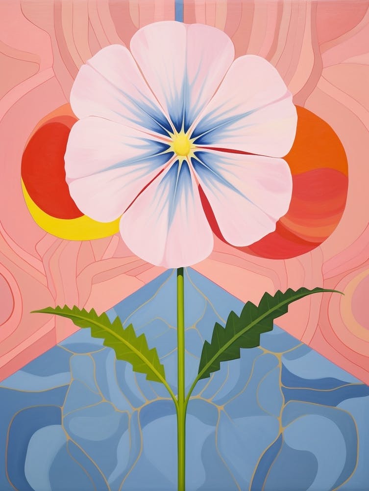 Flax Flower 2 Hilma Af Klint Inspired Pastel Flower Painting