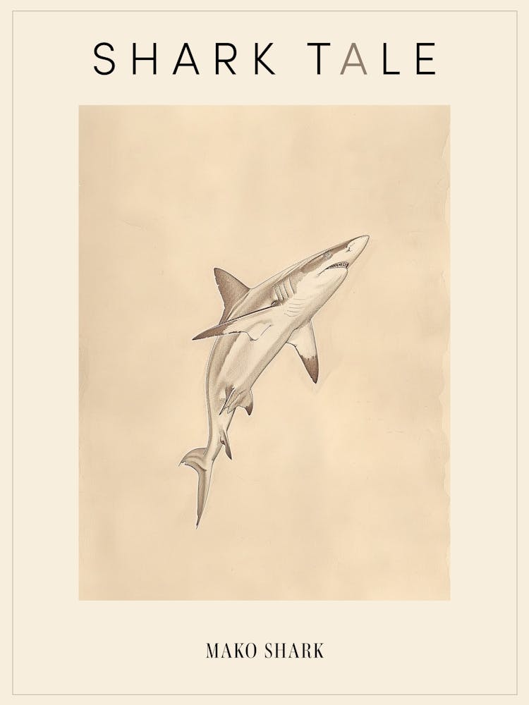 Mako Shark Vintage Illustration 3 Poster