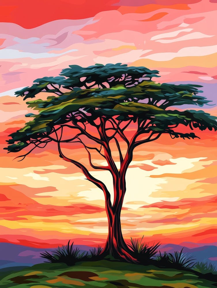 Akazienbaum bei Sonnenuntergang