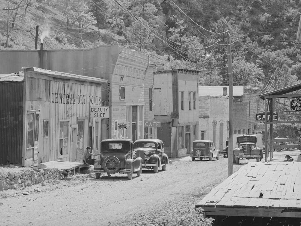 Main Street Of Mogollon, New Mexico, Second Largest Gold Mining Town In The State, New Mexico By Russell Lee