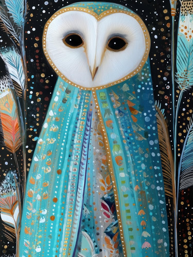 Owl In Blue Feathers