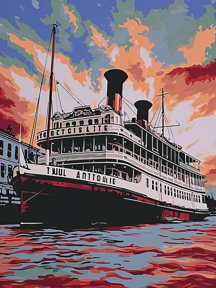 Steamboat Natchez Minimal Painting 2