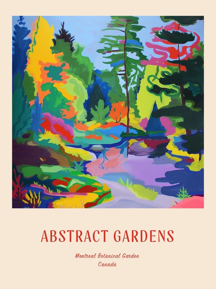 Colourful Gardens Montreal Botanical Garden Canada 3 Red Poster
