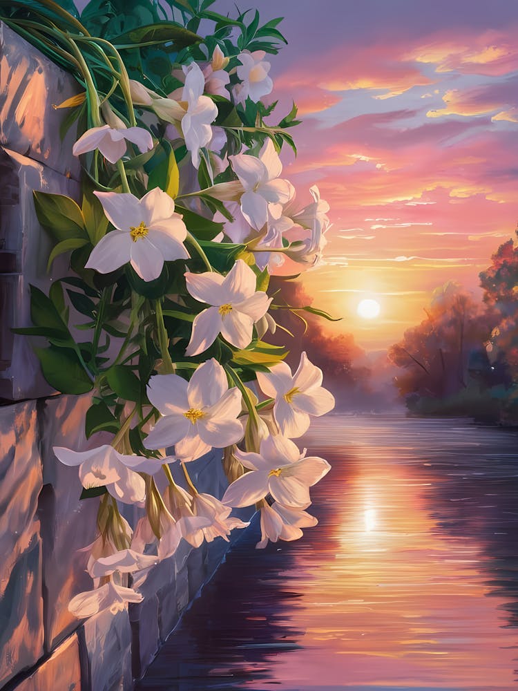 Sunset With Flowers 2