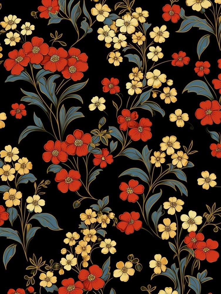 Alpine Forget Me Not 3 William Morris Style Winter Florals
