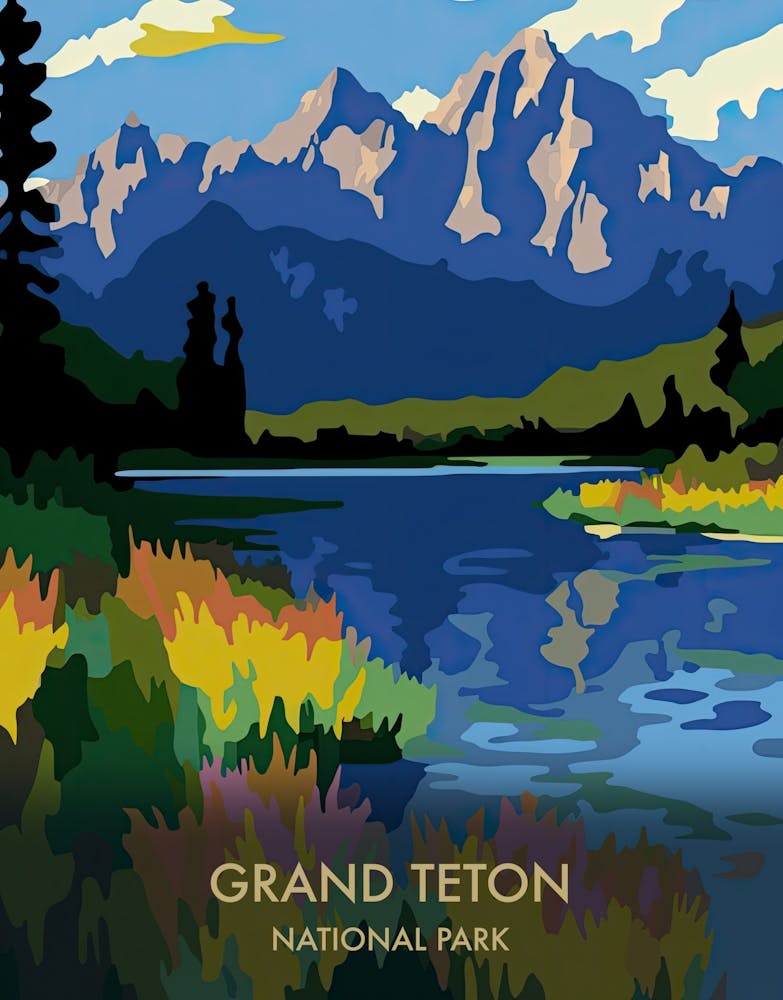 Grand Teton National Park Travel Poster Matisse Style 4