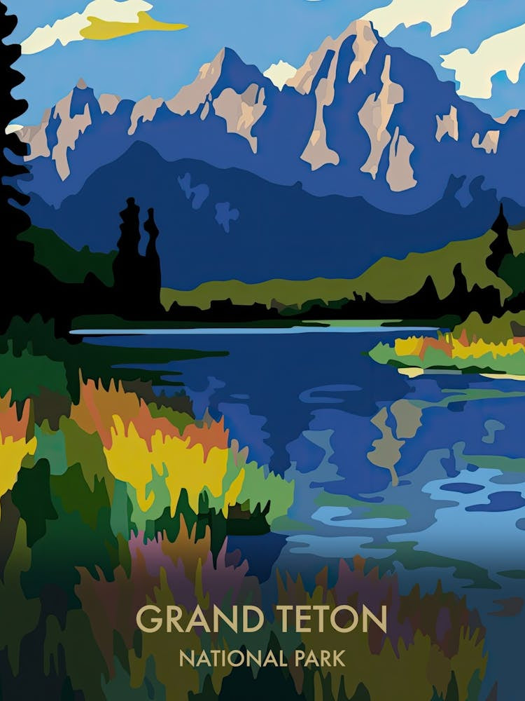 Grand Teton National Park Travel Poster Matisse Style 4