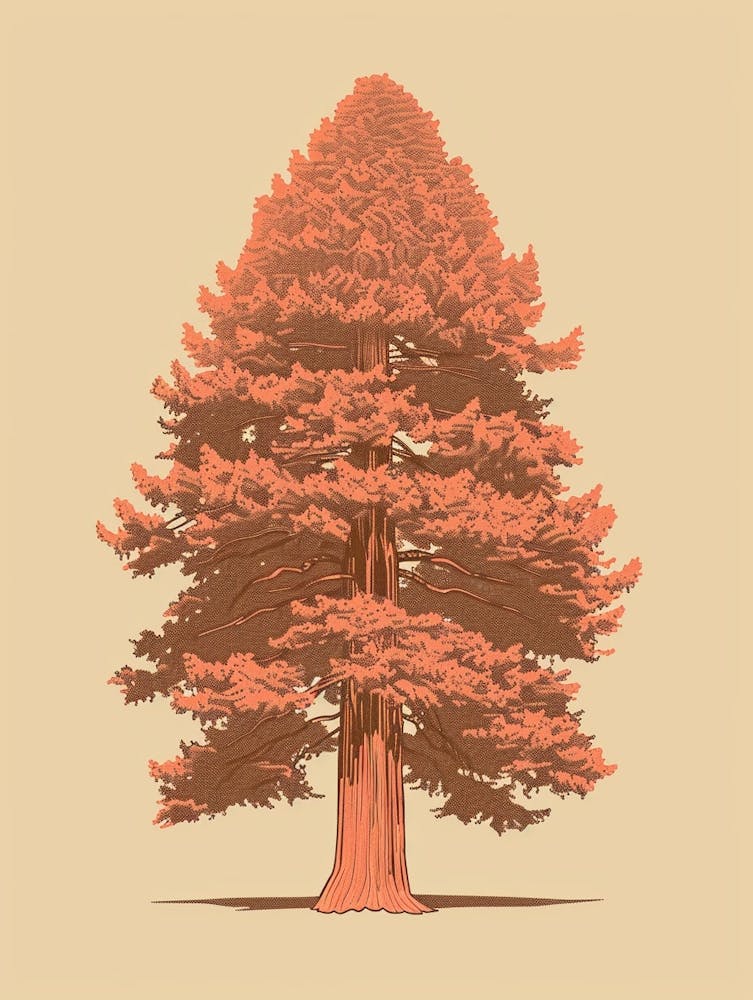 Redwood Tree Minimalistic Drawing 2