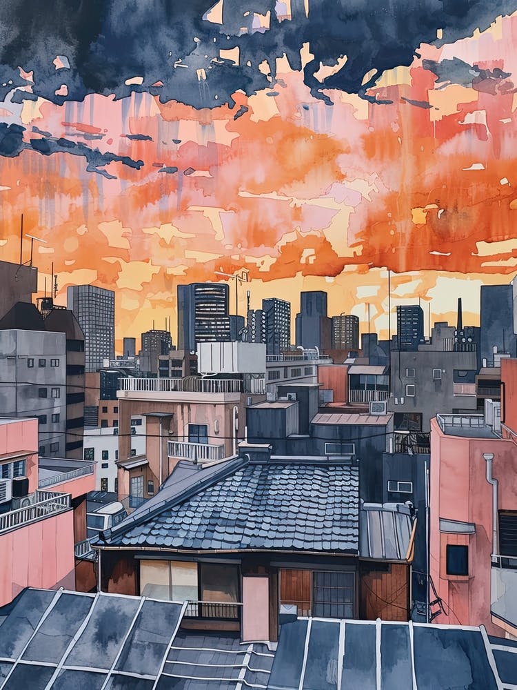 Tokyo Rooftops Morning Skyline 4