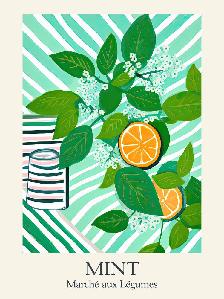 Marche Aux Legumes Mint Summer Illustration 8